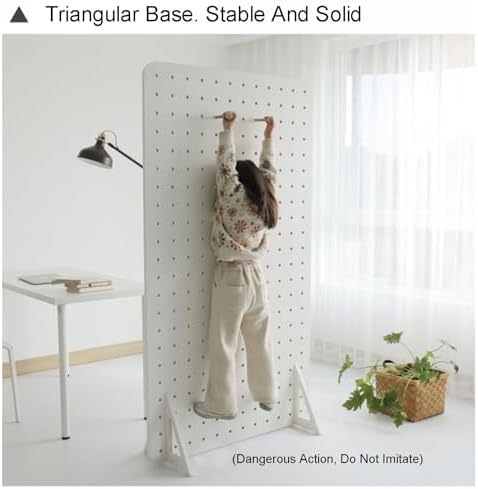 1pc Wooden Peg Board Room Divider - Freestanding Display Screen for Home, Office, and Trade Shows(Wood Color,Style 2) - Image 6