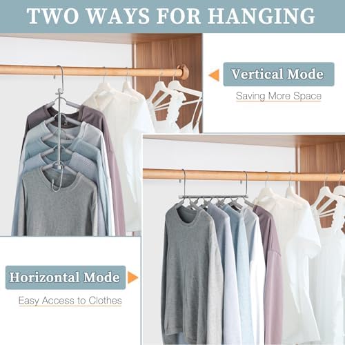 Space Saving Shirt Hanger 5 in 1 Non Slip Coat Hanger Grey 4 Pack - Image 3