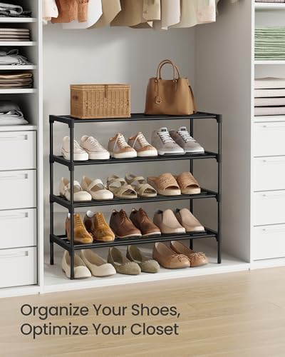 SONGMICS Shoe Rack, 4-Tier Stackable Metal Shoe Organizer, 24.5" Wide - Image 6