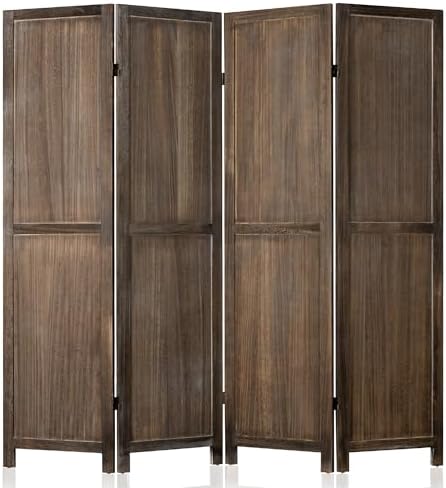 WelFurGeer 4 Panel Room Divider Screen - 360° Adjustable Folding Panels for Privacy, Bedroom, Living Room & Patio, Handcrafted Decorative Room Divider, Freestanding Divider for Room Separation (Brown) by WelFurGeer