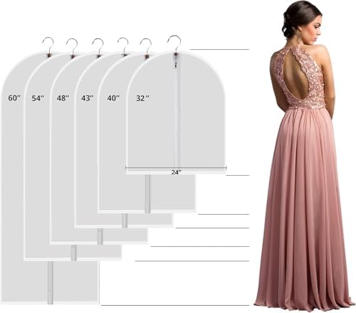 MsKitchen 6 Pack Short Garment Bags (24x32") - Dustproof Covers for Kids Clothes - Durable PEVA Storage Bags with Sturdy Zipper for Dance Costumes, Tops & Folded Pants (Translucent) - Image 2