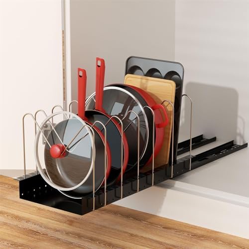Golener 4 Adjustable Dividers Pull Out Pots and Pans Organizers - Image 5