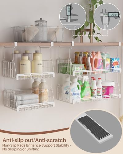 2 Pack Hanging Laundry Basket Organizer Closet Hanging Organizer,White - Image 4