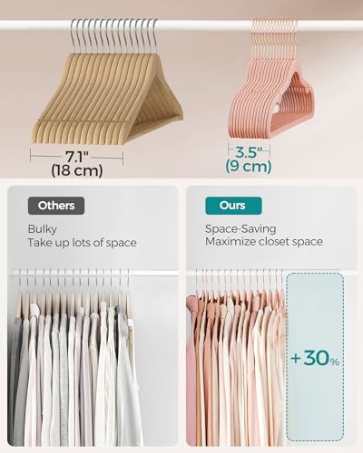 SONGMICS Velvet Hangers 100 Pack, Non-Slip Suit Hangers, Space-Saving - Image 4