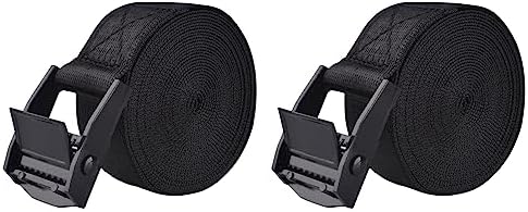 TRIWONDER Cinch Tie Down Strap Lashing Straps Heavy Duty Nylon Straps with Cam Buckles for Cargo, Trucks, Boat, Motorcycle,SUP, Kayak, Canoe, Trailer (3m, Black - 2 Pack) by TRIWONDER