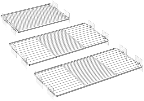 Closet Organizer Tension Shelves Expandable Cabinet Storage Shelving Rack Divider Wire Metal DIY Shelf Separator for Wardrobe Bathroom Cupboard Pantry Kitchen Cabinet, 3packs by WEJIPP