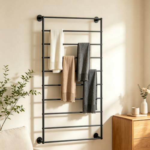 10 Tier Wall Mounted Rack,Scarf Display Stand,Belt Pants Hangers Scarves Hijab Stand, Towel Rack Ribbon Holder,Wrapping Paper Spool Storage for Retail Store by Unknown