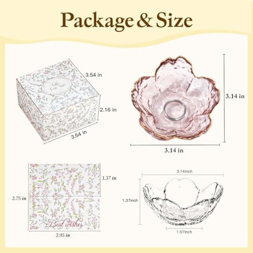 Pink Flower Jewelry Ring Dish Tray,Decorative Glass Trinket Dish,Room Decor Aesthetic, Modern Accent Tray for Vanity(Pink Gold Border) - Image 5
