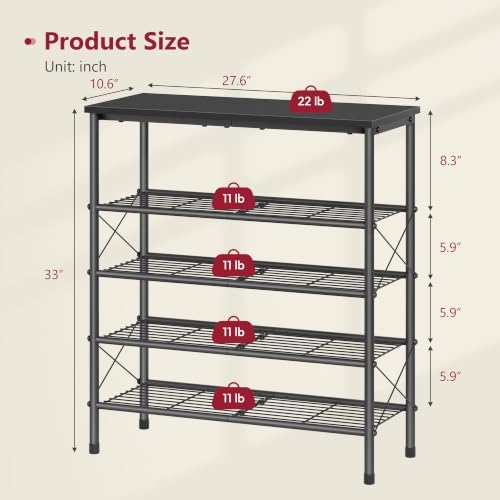 Tajsoon 5 Tier Shoe Rack Organizer for 16-20 Pairs of Shoes, Black - Image 3