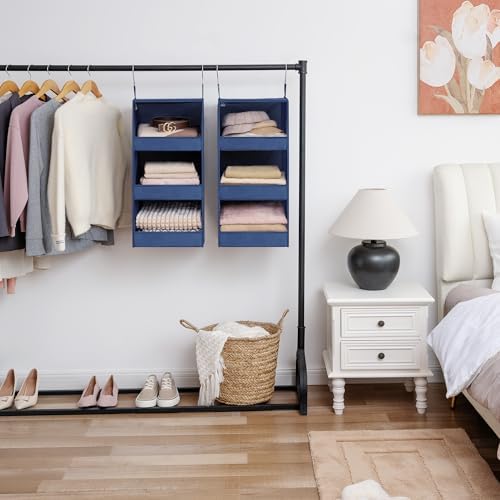 GRANNY SAYS 3-Shelf Hanging Closet Organizer, Foldable Storage, Navy - Image 2