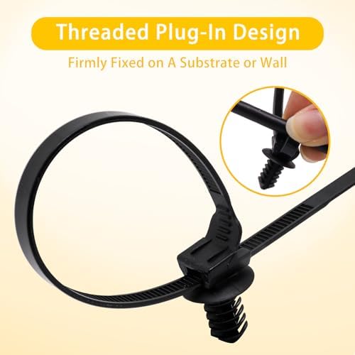 50 PCS Push Mount Zip Ties, 8.3 Inch Nylon Car Mount Wire Ties Snap in Cable Zip Ties, Black Push Mount Cable Ties Automotive Zip Ties Wire Harness Clips for Wire Tying (8.3" L x 0.2" W) - Image 4
