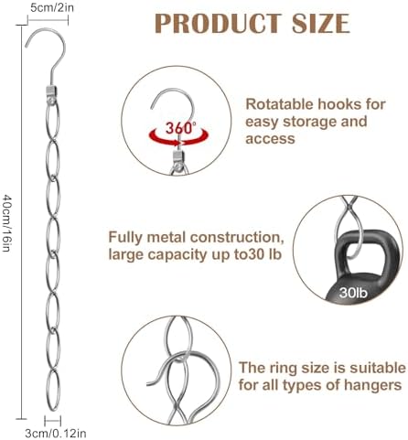 80 Holes Clothing Chain Hangers: 10 Pack Metal Space Saving Hangers - Image 2