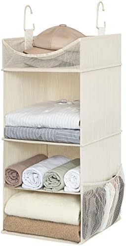 StorageWorks 3-Shelf Hanging Closet Organizer with Half Compartment, Ivory by StorageWorks