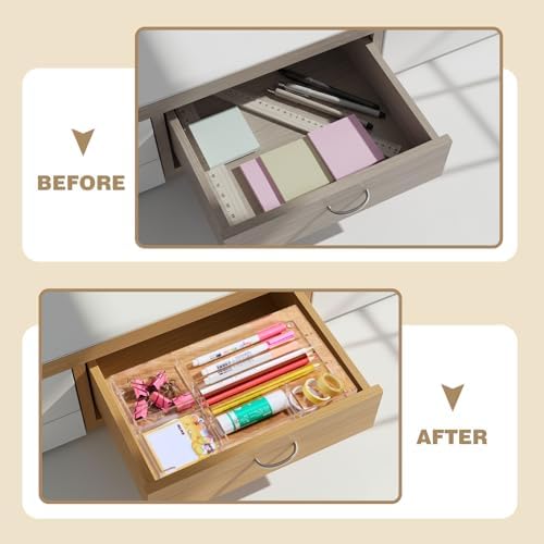 Briwooody Clear Acrylic Drawer Organizer,6 Compartments,Small - Image 4