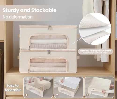 2-Pack Cashmere Sweater Storage Bags for Wool with Cedar Blocks, Ivory - Image 4
