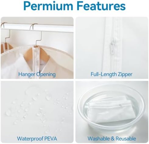 Garment Bags for Hanging Clothes PEVA 6 Pack Mixed Sizes Translucent - Image 3