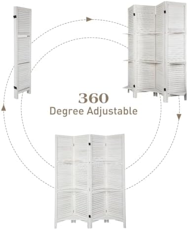 Room Divider with Shelves Freestanding Wood Room Partition Divider - Image 3