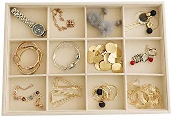 Large Stackable Jewelry Display Tray Case Organizer Premium Velvet Soft Light Beige Home Store Sales Shows (12 Grid) - Image 3