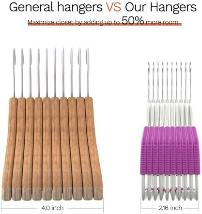 20 Pack Heavy Duty Plastic Hangers, Non Slip Clothes Hangers with Rubber Pads and 360° Hook - Thin Space Saving Hanger, Closet Organizer for Shirt, Pants, Suit, Skirt,Coat - Purple - Image 5
