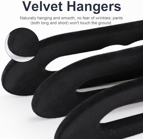 Velvet Pants Hangers - 16 Pack Black Non Slip Open Ended Hanger with 360 Swivel Hook - Closet Space Saving Hanger for Heavy Pants, Jeans, Trousers, Scarf - Image 3
