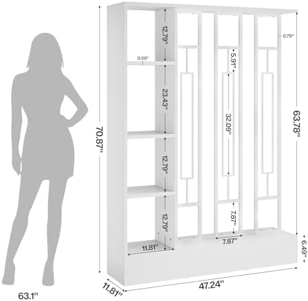 Tribesigns Room Divider with Shelves, 71" Freestanding Storage Room Divider - Image 4