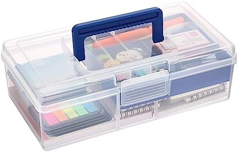 JUXYES Carry Craft Organizers Storage Box with Handle Lid and Diveded Tray by JUXYES