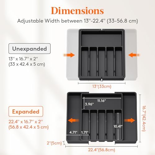 Lifewit Extra Large Silverware Drawer Organizer, Expandable Utensil Tray - Image 3