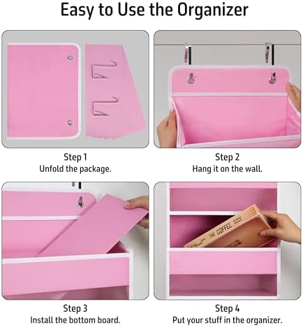 TYMENSH Pink Over Door Organizer with 5 Large Clear Pockets and 6 Side Mesh Pockets, Anti-Tilt Hanging Door Storage for Nursery, Bedroom, Bathroom, Closet, Toys, Baby Essentials - Image 5