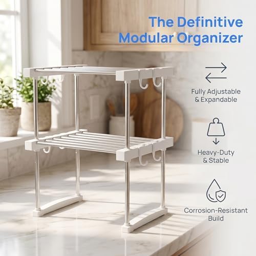 BLULEE Expandable Under Sink Organizer, No-Drill Adjustable Shelf - Image 4