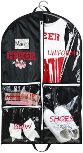 Blushtier 40" Cheer Uniform Garment Bag Cheerleading, Black,Dark Red by Blushtier