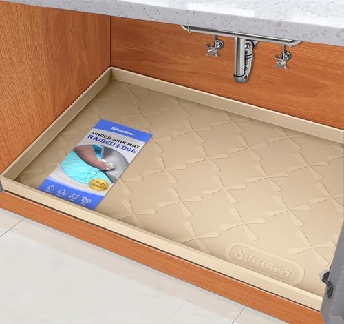 SIKADEER Waterproof Under Sink Mat 34" x 22", Silicone Mat Kitchen liner by SIKADEER