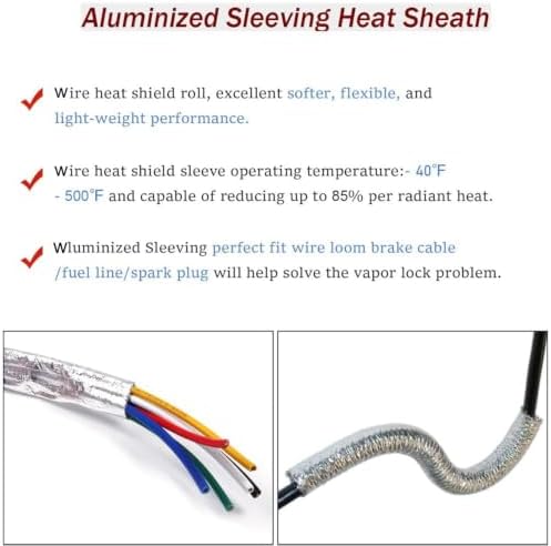 Fuel Line Heat Shield heat wrap for wires fuel line heat shield sleeve hose heat shield sleeve - Heat Radiant and Prevent Vapor Lock Heat Shield for Brake Cable/Fuel Line/Spark Plug (3/4''I.D.- 138'') - Image 4