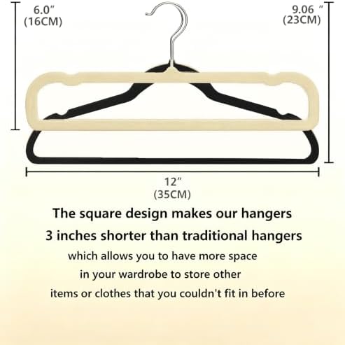 20 Pack Velvet Pants Hangers for Closet Space Saving, Thin Hanger (Beige) - Image 3