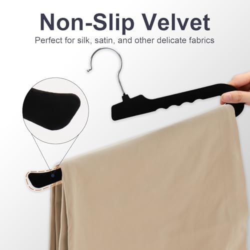 Velvet Pants Hangers - 16 Pack Black Non Slip Open Ended Hanger with 360 Swivel Hook - Closet Space Saving Hanger for Heavy Pants, Jeans, Trousers, Scarf - Image 4