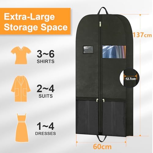 Travel Garment Suit Bag 54" for Hanging Clothes for Men Suits Shirts Coats - Image 2