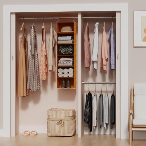 MAX Houser 6 Tier Hanging Closet Organizer with 2 Sturdy Hooks, Yellow - Image 4