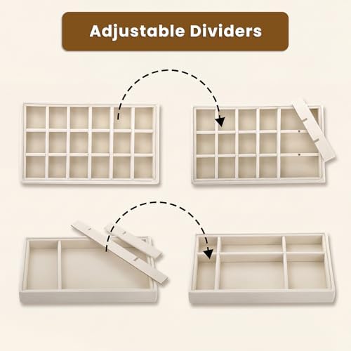 Elsjoy 8 Pack Velvet Jewelry Trays, Stackable Jewelry Organizer Trays for Drawers, Beige Jewelry Storage and Display Tray Inserts for Necklaces, Rings, Earrings - Image 3