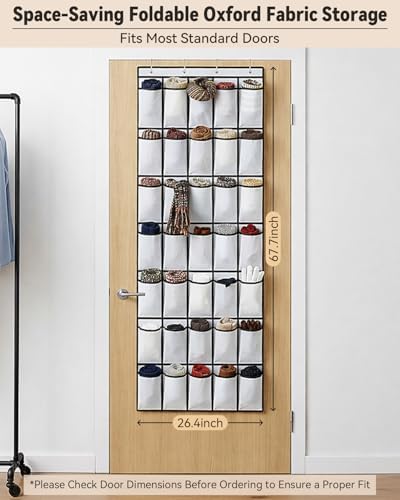 dodowin Over Door Shoe Organizers, 2 Pack, 35 Pockets Each, White - Image 5