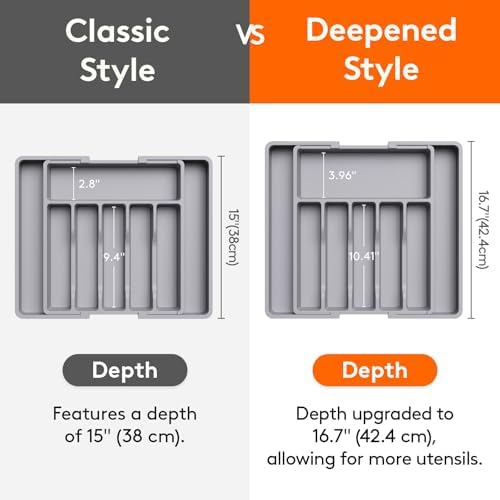 Lifewit Extra Large Silverware Drawer Organizer, Expandable Utensil Tray - Image 2