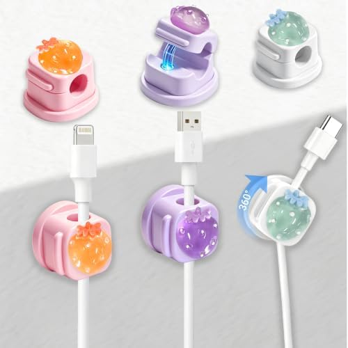 6Pack Magnetic Cable Clips,Night-Glowing Cord Holder,Strawberry by Frayot