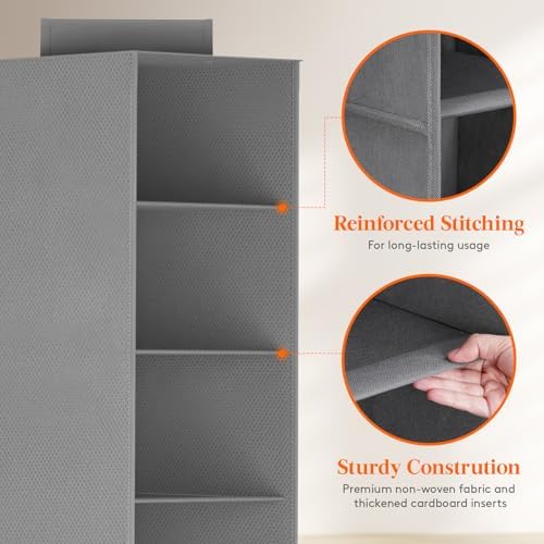 Lifewit 10 Section Hanging Hat Organizer for Baseball Caps, Gray, 1 Pack - Image 5