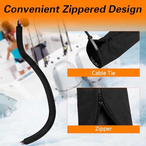 EVRBUL 48 Inch Zippered Rigging Sleeve, Heavy Duty 600D Waterproof Marine Cable Jacket, Trolling Motor Cable Sleeve for Bundling Control Cables Fuel Lines and Electrical Wires - Image 3