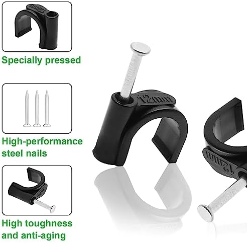 Black Half Clamp J-Hook with Nail, 0.16inch/4mm, 200pcs - Image 5