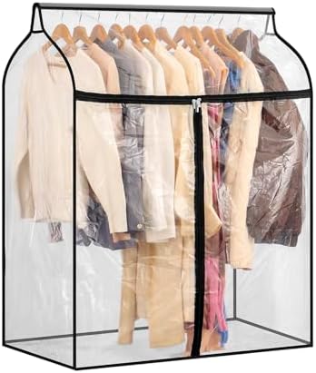 Hanging Garment Bag for Closet Winter Clothes Storage with Clear Window Coat Rack Cover Large Clothing Bags with Zipper Dust Proof Dress Protector (Big) by TEMUORG
