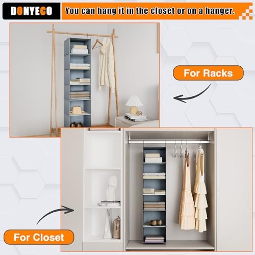 Hanging Closet Organizer 6-Shelf, Oxford Fabric Wardrobe Storage, Gray - Image 5