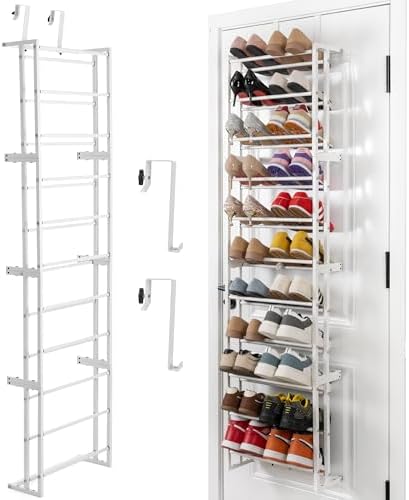 HUXOR Over The Door Shoe Organizer, 11-Tier Hanging Shoe Organizer, White by DesignedforLiving