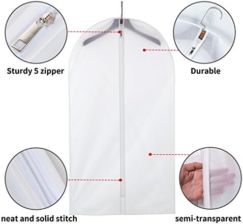 MsKitchen 6 Pack Long Garment Bags (24x60") - Dustproof Gown Covers - Durable PEVA Hanging Bags with Sturdy Zipper for Maxi Dresses, Long Coats & Dance Costumes (Translucent) - Image 3