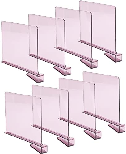 Sooyee 8 Pack Violet Clear Acrylic Shelf Dividers, Perfect Perfect for Closets Kitchen Bedroom Shelving Organization to Organize Clothes Closet Shelves, Books,Towels and Hats, Purses Separators by Sooyee