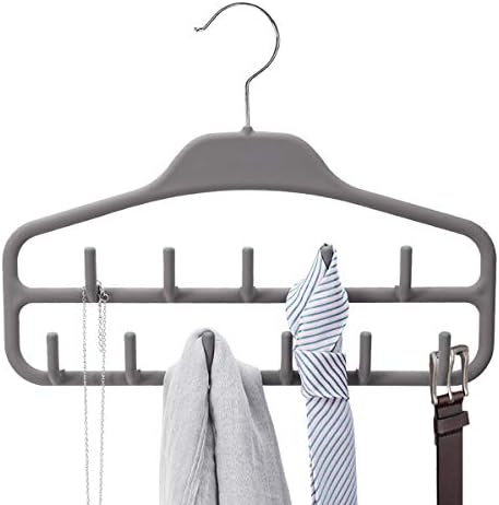 Belt Hanger Rack Holder for Closet, Sturdy Belt Organizer with 360 Degree Swivel, 11 Large Sturdy Belt Hooks, Non Slip Rubberized Belt Storage, Grey by ELONGHOME