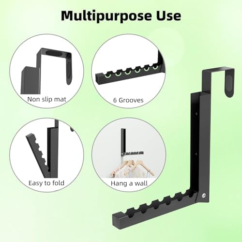 BAKON 2-Pack Over The Door Hanger Foldable Clothes Drying Rack, Collapsible Hanging Coat Rack for Laundry Room & Bedroom, Space-Saving Compact Foldable Portable Clothing Hanger Hook,Black - Image 6